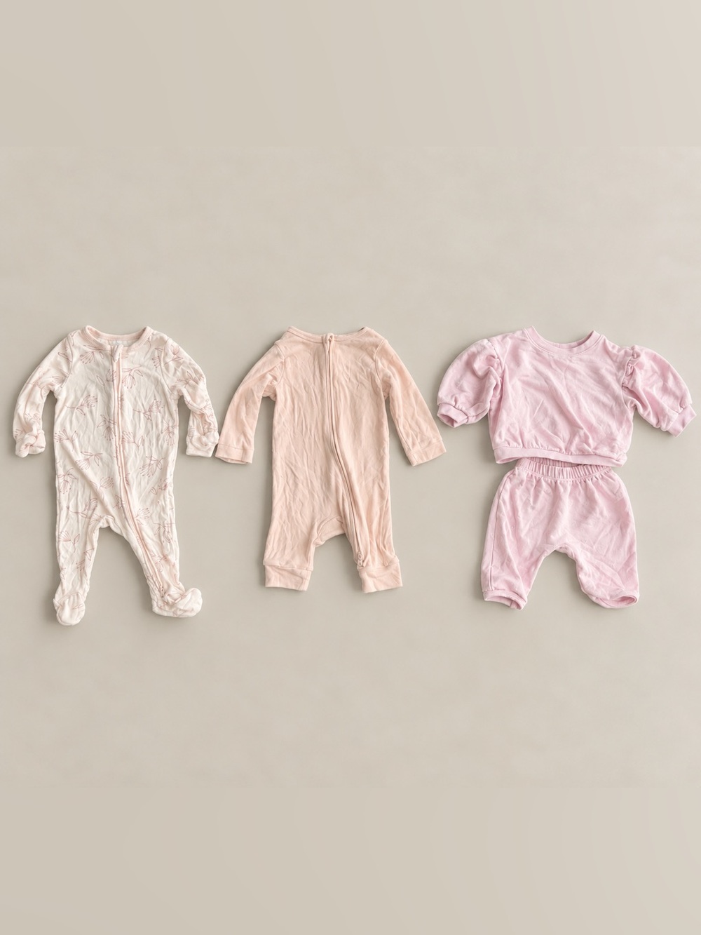 cloud island Soft Pastel Pink & Light Blush Baby One-Piece Set